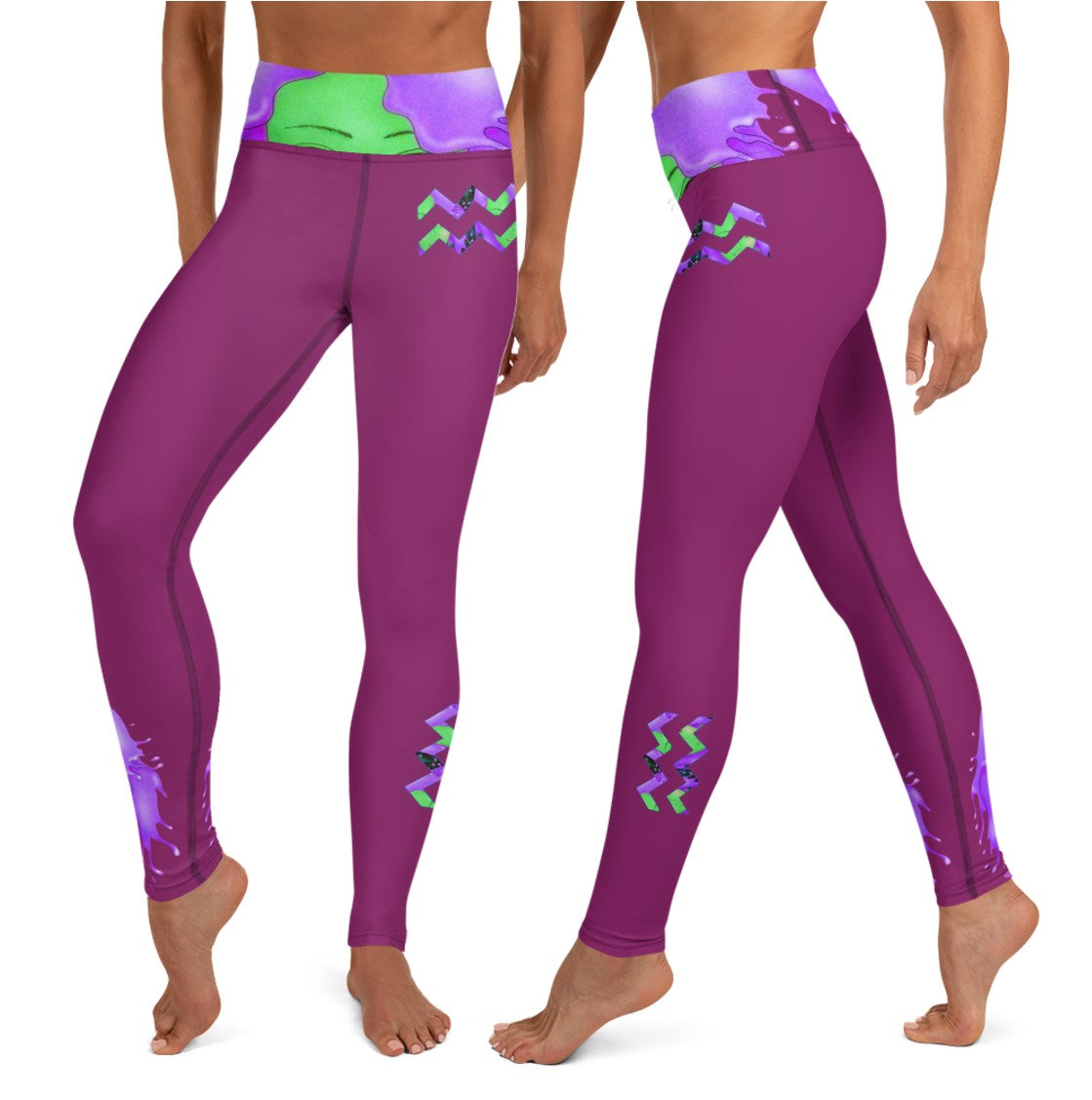 High Waist Leggings- Aquarius. Pale Sapphire Blue Yoga Pants. WickedYo.
